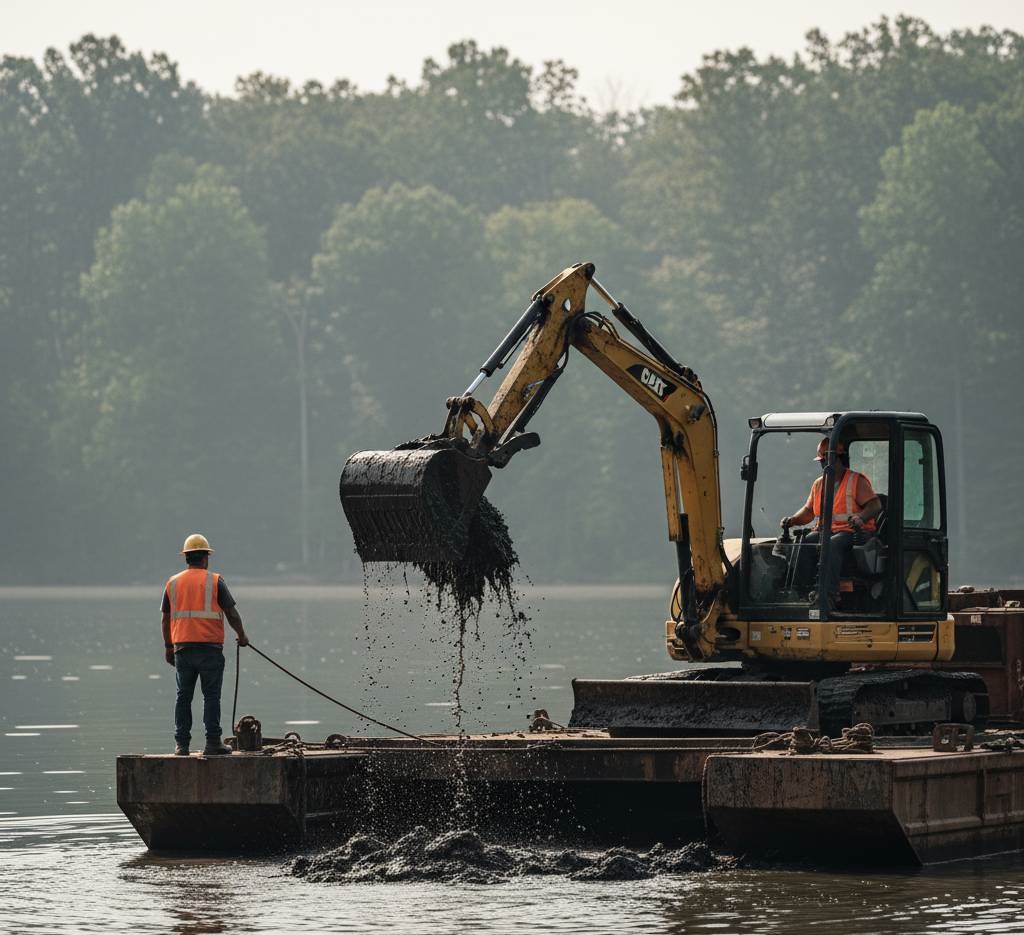Dredging equipment on an Alabama lake.